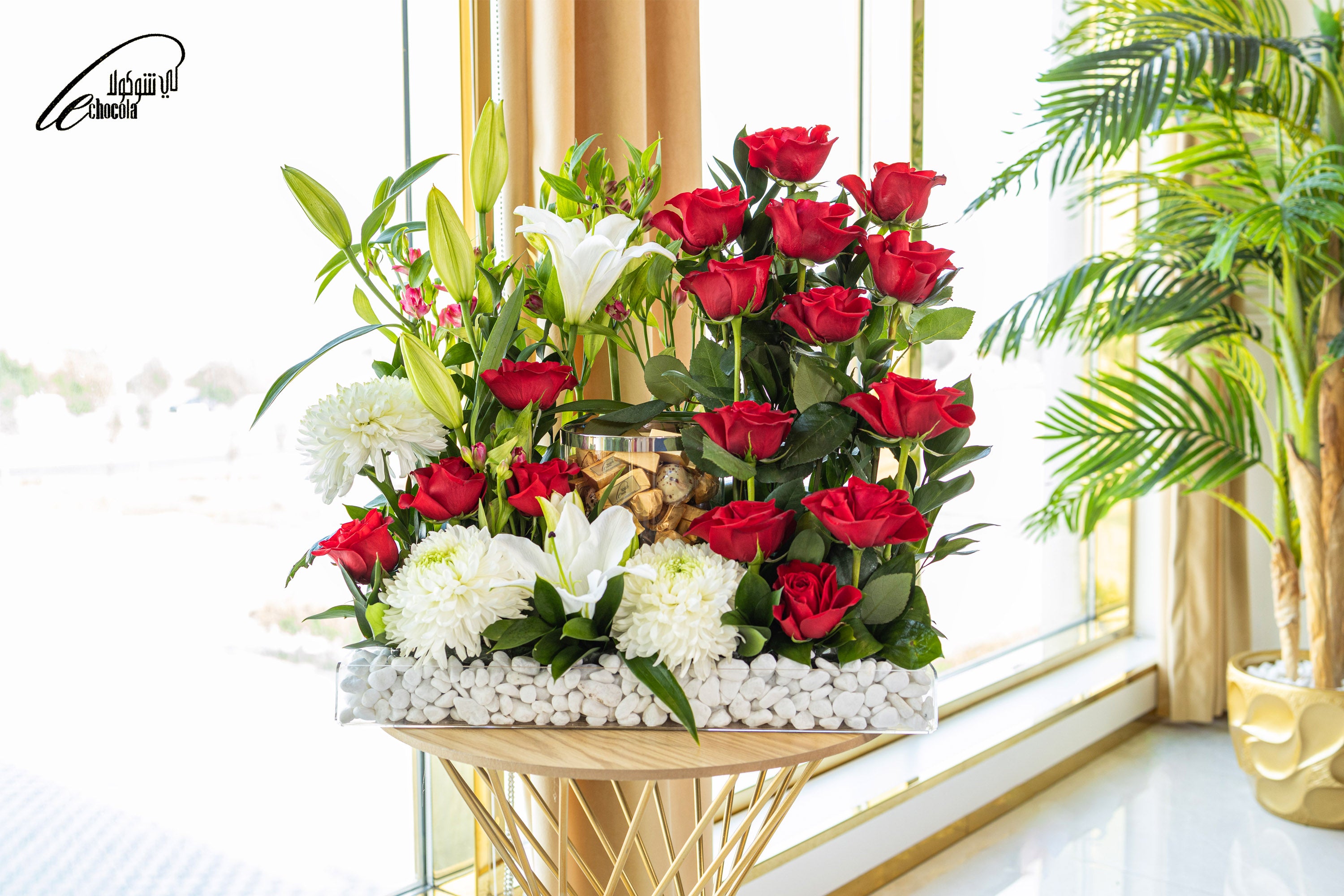 F9 flower bouquet with chocolate